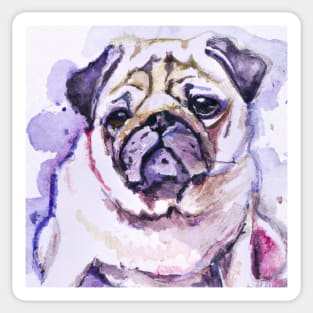 Pug Watercolor Painting - Dog Lover Gifts Sticker